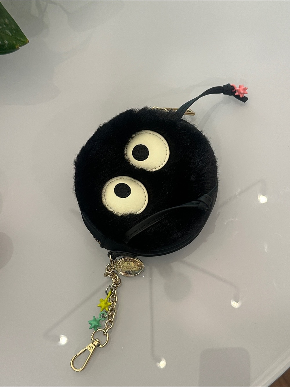 Our universe soot sprite spirited Black Fuzzy Monster Coin Purse charm pouch
